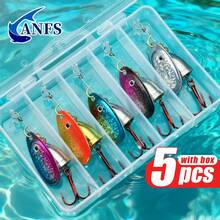 ANFS 5 piezas de señuelos de pesca de cobre - Set de señuelos de cuchara giratoria multicolor con caja de señuelos, regalo perfecto para entusiastas de la pesca - Multicolor - Ver 3