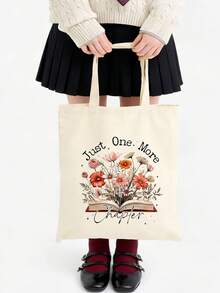 1/2件套 书迷主题创意书籍插画帆布书包，带拉链的铅笔盒套装，印有励志的“你真棒”图案，学院风帆布手提袋套装，适合返校、毕业、旅行、生日、周年纪念、教师节，以及作为感谢礼物送给同学、朋友、学生和老师。 - 米色 - 查看 42