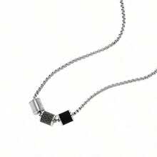 EMPORIO Armani 3-Bead Waist Luxury Casual Steel Chain Necklace, Silver/Black EGS2383020 - Silver - View 3