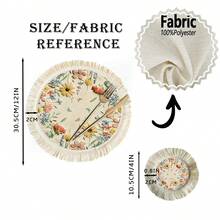 1/4/6pcs Spring And Summer Collection, Floral And Leaf Print With Butterfly Design Linen Table Mat/Coffee Cup Coaster - Multicolor - View 11
