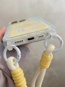 1个可爱卡通奶酪格子图案手机壳，带卡槽，适用于 11/12/13/14/15/16 Pro/17 Pro Max，全包保护壳，带挂绳，情人节礼物 - 藍色 - 查看 6