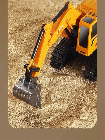 25M Excavadora de control remoto, juguete de coche de aleación con simulación, rotación manual de 270 grados, adecuado para niños de 3 a 12 años como regalo de cumpleaños (baterías no incluidas)