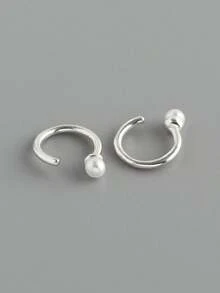 1pc S925 Sterling Silver Fashionable Delicate Multipurpose Pearl Nose Ring, Suitable For Women's Daily Wear, Also An Excellent Gift For Girlfriend, Mother And Sister - Single Nose Ring - View 4