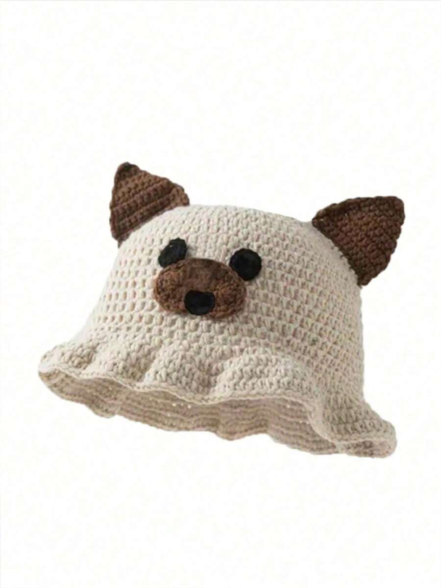 1顶男女通用手工针织趣味动物镂空毛线帽，适合旅行、休闲、派对、街头穿着 - 彩色 - 查看 1