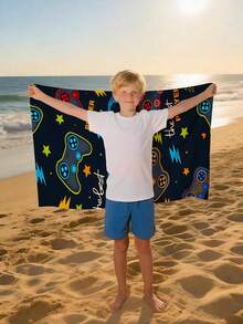 1pc Personalized Kids Beach Towel, Summer Birthday Gift, Summer Vibe, Girls Beach Travel, Customized Beach Towel, Swimming Pool, Beach Decor - Multicolor - View 9