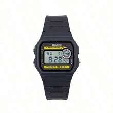 Casio 卡西欧男士运动休闲手表，计时功能，圆形表盘，硅胶表带，石英机芯，适合日常运动、户外活动和街头风格佩戴，可作为圣诞礼物、男士配饰和男士生日礼物 - 黃色 黑色 - View 4