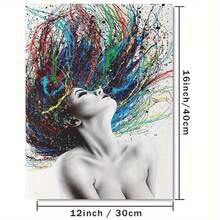 Top Pick2D Flat, 1pc Frameless Abstract Female Dancer Canvas Art Print - Vibrant Colorful Body Art Poster, 12x16 Inches, Modern Wall Decor For Home, Bedroom, Living Room, Office, Cafe - High-Quality - Multicolor - View 1