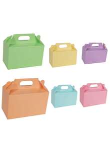 12/6pcs Set Valentine's Day/Easter Triangle Gift Boxes, Colorful Paper Candy, Snack And Cake Gift Boxes, Suitable For Birthday, Back To School, Wedding Party Favors, Size 6 X 3.5 X 3.5 Inches (Soft Tone) - Combination Colors - View 12