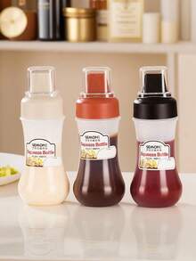 1pc Kitchen Sauce Squeezer Bottle With Dust Cover, Suitable For Salad Dressing, Ketchup, Squeeze Sauce Bottle With 5 Holes, Multifunctional Kitchen Tool - Multicolor - View 4