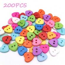 200pcs 1.2-1.5cm Mixed Color Small Flower Buttons, Suitable For Sewing, Knitting And Other Handicrafts; Colorful Resin Flower/Heart/Round/Star Shaped Double Hole Pink Sewing Buttons, Suitable For Clothing; Decorative Plastic Accessories, Suitable For Sewing, Clothing Accessories, Gifts, DIY Crafts, Scrapbooking, Handmade Sewing, Knitting, Dolls, Etc. - Multicolor - View 14