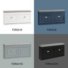 SoBuy Shoe Bench With Seat, Storage Bench With 2 Flaps, Narrow Shoe Cabinet With Bench & Shoe Rack, Space-Saving Shoe Storage For Hallways & Small Rooms, 104x52x24cm, White, FSR64-W - White - View 6