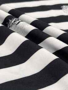 Women's Fashion Loose Casual Contrast Striped Denim Style Short Sleeve Shirt Summer - Multicolor - View 11