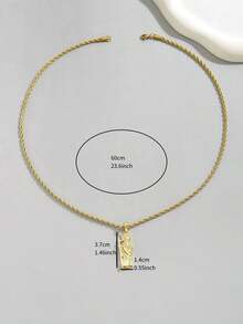 1件复古不锈钢镀金项链 + 耶稣十二门徒吊坠，欧美嘻哈风格宗教人物元素男士项链，基督教护身符，适合宗教节日佩戴 - 金色 - 查看 3