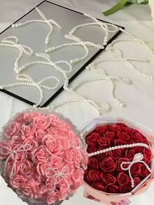 珍珠蝴蝶结装饰品 - 串珠派对用品、珍珠串装饰配件、情人节花卉布置、婚礼花束、蛋糕装饰、DIY 手工花卉布置 - 情人节、母亲节和毕业季的浪漫装饰。 - 彩色 - 查看 1