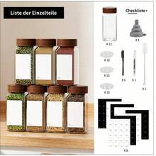 12/24/35pcs Stück, Gewürzglas-Set, Gewürzgläser aus Glas mit Sandelholz-Deckel, 120ml Gewürzbehälter für Küchengewürze und Gewürze, Küchenvorratsgläser, Gewürzgläser mit Deckel und Etiketten, Küchenzubehör - 35 Stück quadratische Sandelholzdeckel-Version - Übersicht 5