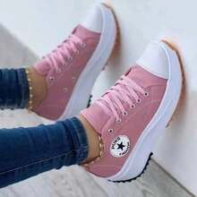 tênis feminino plataforma casual fashion pro dia a dia de amarrar na cor preta rosa branca - Rosa Bebê - Visão 4