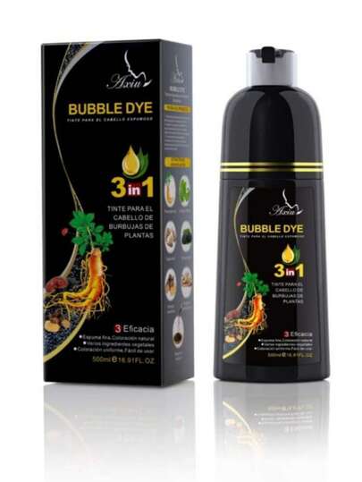 Champú 500ml Color negro para Hombres y Muieres, Champú ColorArgán 3 en 1,cobertura semipermanente de canas