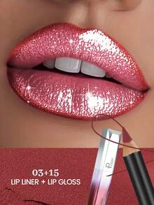 Pudaier Bộ đôi chì kẻ môi lì mịn và son bóng ánh kim - Dễ dàng định hình đôi môi với màu sắc mượt mà, độ bóng ánh kim sang trọng cho vẻ ngoài quyến rũ - Món quà hoàn hảo dành cho phái nữ, lý tưởng cho cả phong cách thường ngày và cá tính. - 06+06 - Xem 2
