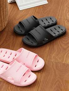 1双EVA浴室拖鞋，男女通用夏季室内家居情侣防水防滑速干淋浴凉鞋 - 黑色 - 查看 9