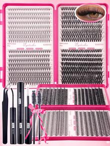 Bộ 640 sợi mi giả 4 trong 1, bao gồm keo, nhíp và cọ mi, phù hợp cho người mới bắt đầu tự trang điểm mắt, dễ sử dụng, các cụm mi rời tiện lợi, số lượng mi lớn, thích hợp cho trang điểm hàng ngày/hoạt hình/cosplay/cổ điển/mắt mèo/mắt cáo/cô gái dịu dàng/trang điểm mắt nhẹ nhàng và đậm nét. - màu đen - Xem 7