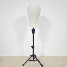 22 Inch Canvas Wig Head Stand, Wig Stand Tripod With Head, Mannequin Head For Wigs, Manikin Canvas Block Head Set Making Display - White - View 7