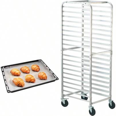 Bun Pan Rack, 20-Tier Commercial Bakery Racks With Brake Wheels, Aluminum Racking Trolley Storage For Half & Full Sheet, Speed Rack For Kitchen Home, Bread Baking Equipment, 26"L X 20.4"W X 70"H