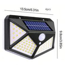 1/2/4 chiếc, 5000 Lumen, Năng lượng mặt trời, 3 chế độ chiếu sáng, Đèn tường năng lượng mặt trời cảm biến chuyển động PIR ngoài trời, Đèn năng lượng mặt trời chống nước 4 mặt 100 LED - màu đen - Xem 12