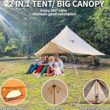 CYDANCHEL OUTDOOR Tienda de campaña de Lona de algodón con 2 Gatos de Estufa Tiendas de campaña Glamping para Camping 2/4/6/8 Personas - 5M164 pies - Ver 5