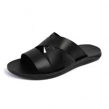 Men's Criss-Cross Design Casual, Beach, Versatile Flat Sandals - Black - View 5
