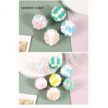 3pcs/5pcs Cat Macaroon Plush Balls, Pet Elastic Bell Ball Self-Entertaining Toy, 7-Color Fluffy Ball Cat Teaser Toy - Multicolor - View 8