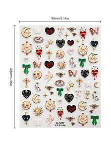 Vintage Gold Foil Sticker Set, Heart & Star Decor Stickers For Stationery, Notebook DIY - Multicolor - View 6