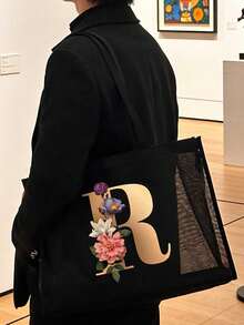 玫瑰金字母印花收纳袋，沙滩包，化妆包，大容量手提袋，送给女孩的礼物，母亲节礼物，可折叠收纳袋，适合个人旅行化妆品收纳，旅行化妆包，生日礼物，旅行化妆工具收纳包，教师节礼物，情侣礼物 - 彩色 - 查看 8