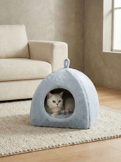 PETSIN 1 件舒适可爱的宠物猫床屋，可拆卸可清洗的猫屋，冬季温暖的宠物洞穴窝，适合兔子、小狗和猫在室内使用