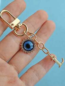 Evil Eye Keychain With Blue Eye Charm & Initials (A-Z) - Golden-Tone Rhinestone-Encrusted Protection Talisman, Durable Metal-Like Letters For Women, Car Keys, Personalized Pendants, Bag Accessories, Key Accessories,,Ideal For Birthday, Graduation, Wedding Gifts, Backpack And Car Key Decor, Friendship Day Present, Decorative Keyring,Valentine'S Day Gifts, Recent Holiday Gifts,Suitable Gifts For Family, Friends, Colleagues, And Classmates - Multicolor - View 21