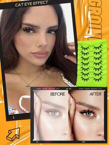 7 par taggiga manga-ögonfransar, wetlook-konstminkögonfransar, anime, tjocka ögonfransar, söta lösögonfransar, spetsiga mjuka lösögonfransar, lämpliga för fest och cosplay, återanvändbara, sminkviktiga - Komiska våta ögonfransar - Visa 2