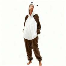 COS Pyjamas Jumpsuits Winter Pyjamas, Women's Pyjamas, Women's One-Piece Pyjamas, Women's Fancy Dress Costumes - Dark Brown - View 4