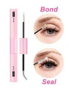 Waloshow 2pcs/Set Pink Eyelash Glue & Remover, Suitable For DIY Eyelash Extension, Cluster Lash Adhesive With Super Strong Bonding, Latex-Free, Waterproof, Eyelash Extension Glue (5ml*2)