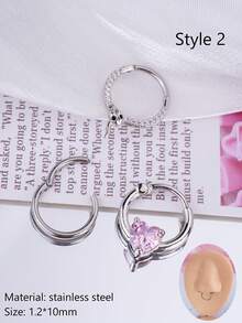 3件套Y2K风格16G鼻环链鼻中隔饰品蝴蝶、蛇、月光石鼻中隔环穿刺饰品不锈钢唇环仿珍珠鼻中隔卡扣环和马蹄形外星人星星杠铃铰链鼻中隔环耳廓、耳屏、耳骨、耳廓内侧、耳软骨耳环鼻中隔鼻环环穿刺饰品垂坠链鼻环男女通用10mm派对约会日常佩戴 - 粉色 - 查看 8