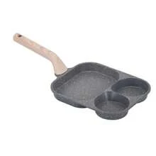 sarten con 3 diferentes diviciones, sarten antiadherente con mango de madera, soporta altas temperaturas - Blanco - Ver 1