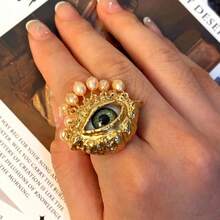 Nhẫn ngọc trai mắt quỷ tua rua dành cho nữ, nhẫn hở nhỏ cao cấp, trang sức nữ. - Nhiều màu - Xem 2