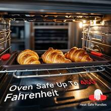 Senmeo 3-Pcs Carbon Steel Non-Stick Baking Sheets - Rectangular Grilling Trays, Oven Accessories, Baking Supplies, Durable - màu đen - Xem 5