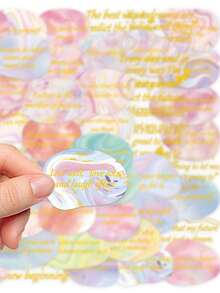 50pcs Soft Glow Gold Foil Stickers Minimalist Aesthetic Waterproof Decals For Journal, Phone Case, Laptop, Suitcase, Desktop, DIY Crafts - Multicolor - View 5