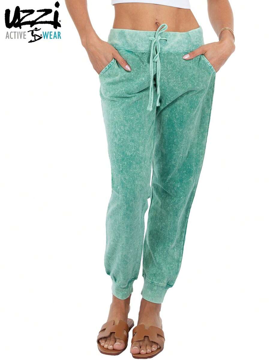 Uzzi Women's Joggers. Crafted From 100% Cotton Fleece With Pockets, These Joggers Offer Soft Comfort And Exceptional Warmth, Making Them Ideal For Travel. - 薄荷綠 - 查看 1