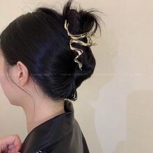 2个金色金属爪夹 - 简约设计高端发爪发饰，女士适用 - 彩色 - 查看 5