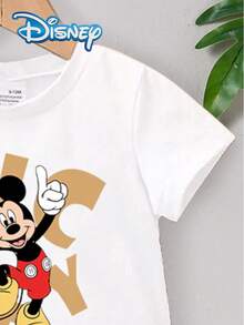 Disney 夏季男婴米奇可爱短袖T恤短裤套装，卡通图案，弹力面料，适合新生儿日常穿着，精美礼物 - 白色 - 查看 4