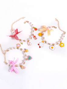 1 Pc Cat Pearl Necklace With Adjustable Cat, Dog, Rabbit Birthday Collar, Bow, Duck, Ice Cream Bell Pendant - Multicolor - View 7