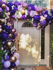 130pcs Purple Balloon Garland Kit, Purple & Gold Balloons Decor Suitable For Girls Birthday Party, Baby Shower, Wedding, Graduation Homecoming - Purple - View 3