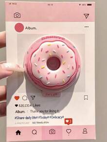 1pc New Flower & Puppy Peach Design MagSafe Magnetic Phone Holder, Strong Suction, Adjustable Desktop Air Cushion - Multicolor - View 19