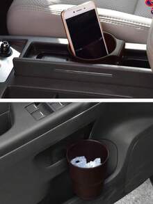 1pc Coffee & Beige Car Trash Can, Car Accessories & Organizer - Garbage Can - View 7