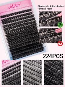 644/280/224 Pieces 300pcs Fluffy Eyelash Clusters, 30D/40D/50D/60D/70D/80D/90D/100D Individual Lashes, Thick Cluster Eyelash Extensions, D Curl Lash Clusters, Individual Lashes, 10-18mm Fine Cluster Lashes, Suitable For Travel, Daily Wear (Beginner Friendly), Wedding, Date, Party, Holiday And More, Great For Christmas/Halloween/Gift Giving - 黑色 - 查看 2